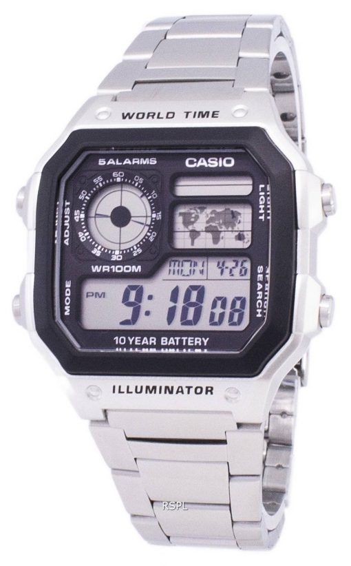 Casio Digital World Time WR100M AE-1200WHD-1AVDF AE-1200WHD-1AV montre homme
