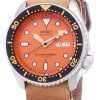 200M Japon Seiko automatique SKX011J1-LS18 Diver fait en cuir marron bracelet montre homme