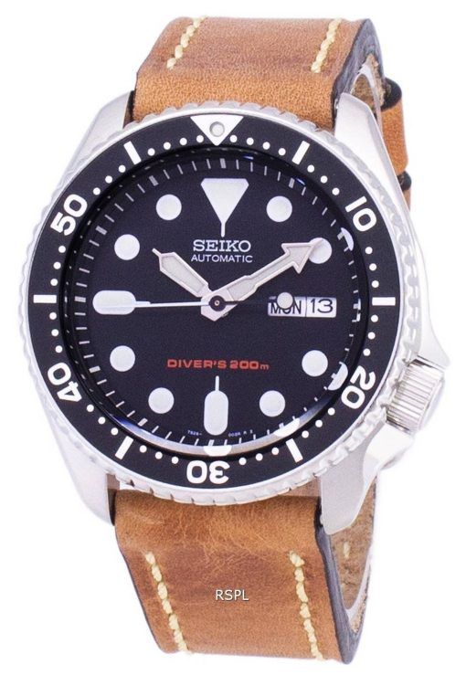 Montre 200M cuir marron bracelet masculin automatique Seiko SKX007K1-LS17 Diver