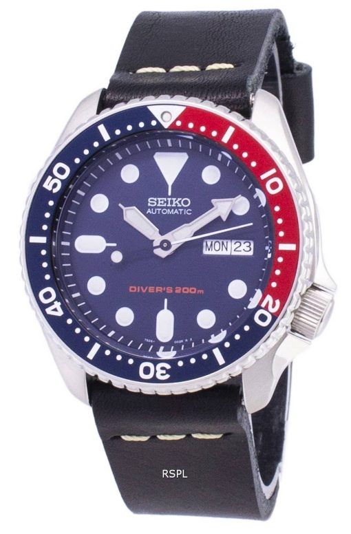 Montre 200M cuir noir bracelet masculin automatique Seiko SKX009K1-LS14 Diver