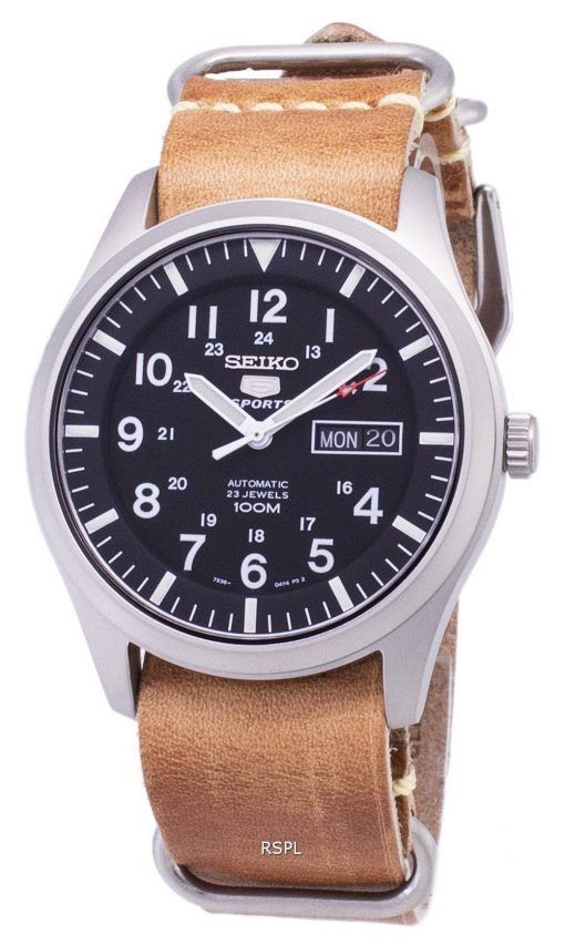 Seiko 5 Sports SNZG15K1-LS18 automatique cuir marron bracelet montre homme