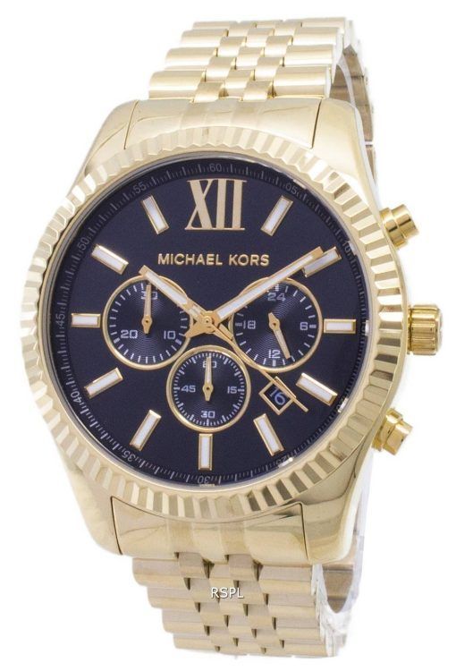 Michael Kors Lexington chronographe cadran noir doré MK8286 montre homme