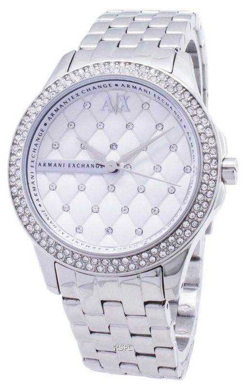 Armani Exchange Lady Hampton matelassé argent cristaux cadran montre de AX5215 féminin