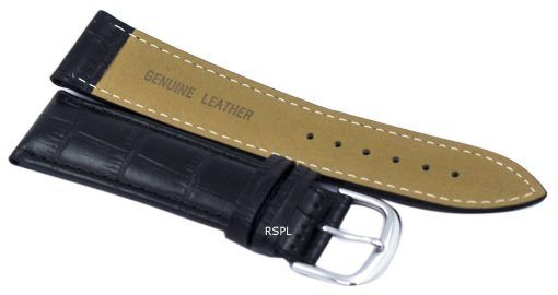 Bracelet de cuir noir Ratio marque 22mm pour SKX007 SKX009, SKX011, SNZG07, SNZG015