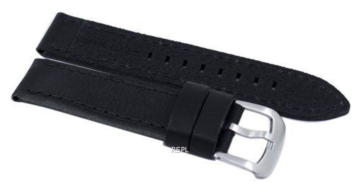 Bracelet de cuir noir Ratio marque 22mm pour SKX007 SKX009, SKX011, SNZG07, SNZG015