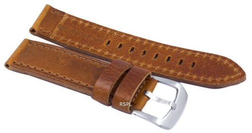 Bracelet de cuir brun Ratio marque 22mm pour SKX007 SKX009, SKX011, SNZG07, SNZG015