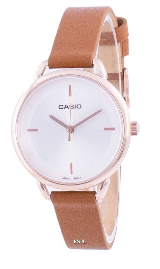 HORSMontre pour femme Casio cadran argenté bracelet en cuir à quartz LTP-E413PL-7A LTPE413PL-7A