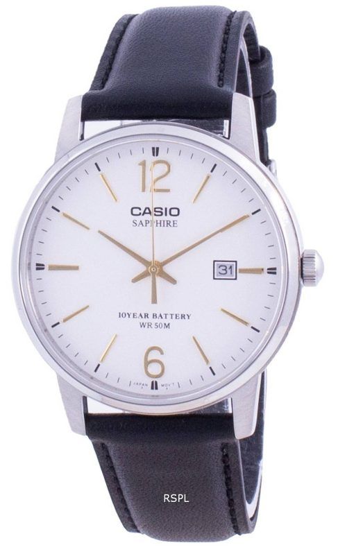 Montre pour homme Casio cadran blanc bracelet en cuir à quartz MTS-110L-7AV MTS110L-7AV