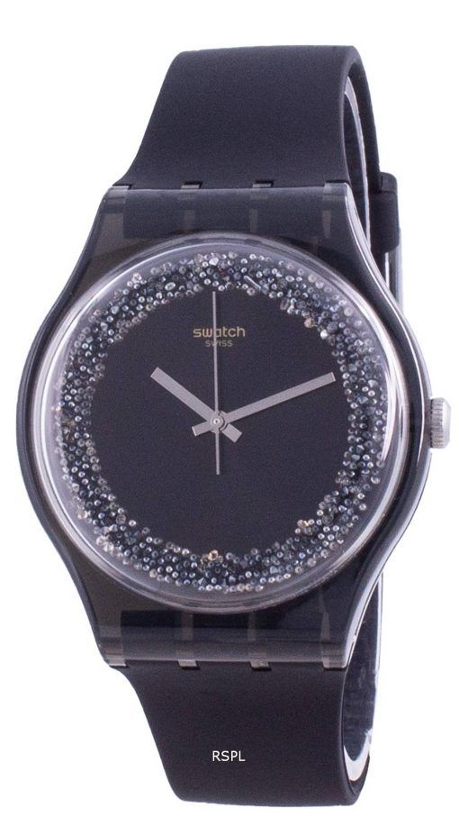 Montre pour homme Swatch Darksparkles cadran noir bracelet en silicone à quartz SUOB156