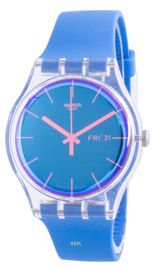 Montre Swatch Polablue Cadran Bleu Bracelet Silicone Quartz SUOK711 Homme