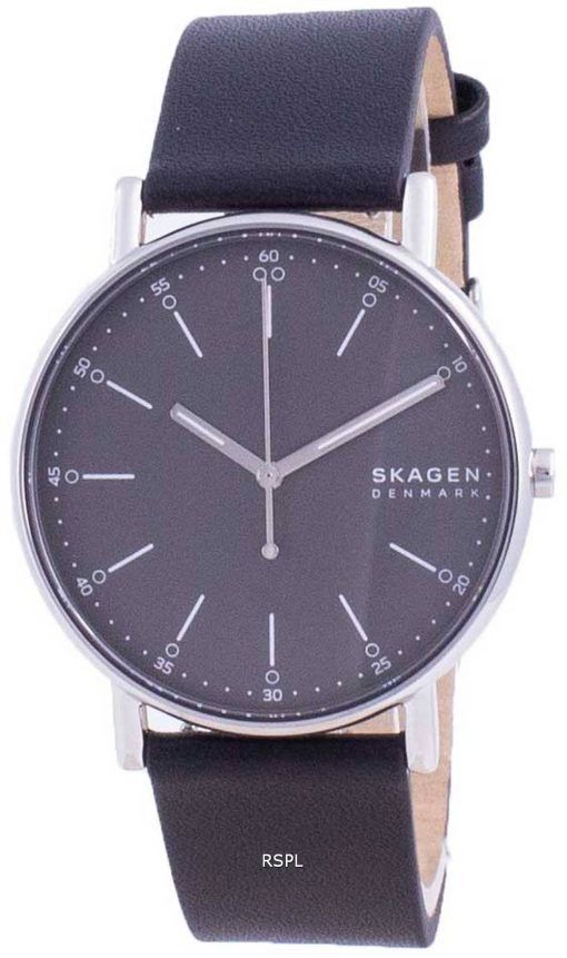 Montre Skagen Signatur Cadran Gris Bracelet en Cuir Quartz SKW6654 Homme