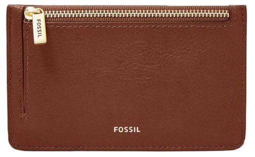 Fossil Logan Brown Zip Closure SL7925200 porte-cartes pour femmes