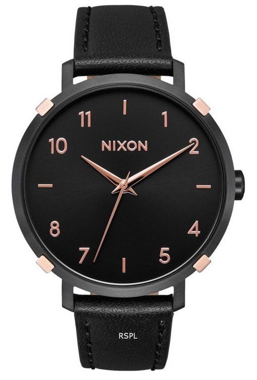 Montre femme Nixon Arrow cadran noir bracelet en cuir quartz A10913221