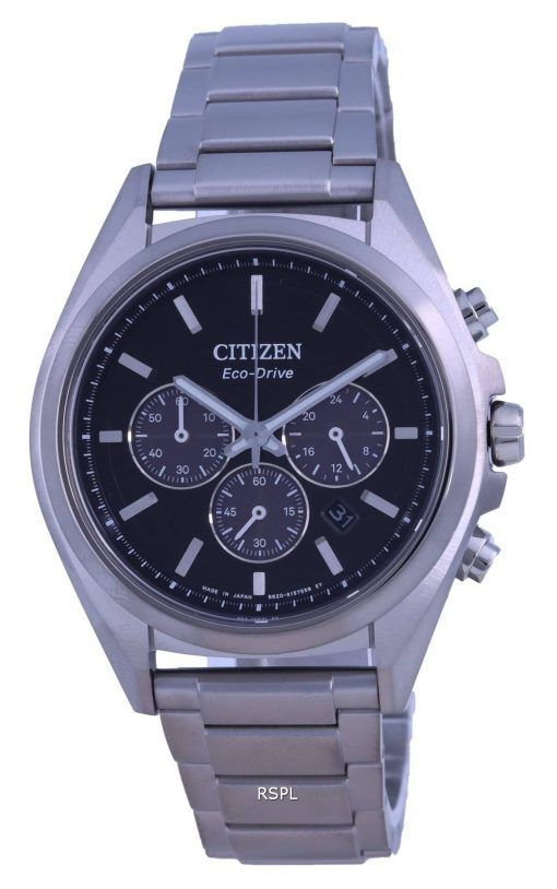 Montre pour homme Citizen Attesa chronographe titane cadran noir Eco-Drive CA4390-55E 100M
