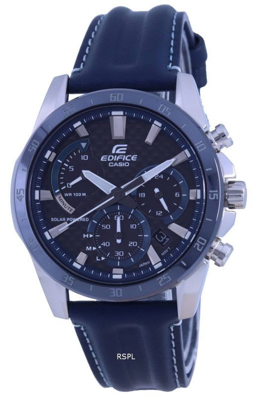 Montre pour homme Casio Edifice chronographe avec bracelet en cuir solaire EQS-930BL-2A EQS930BL-2 100M