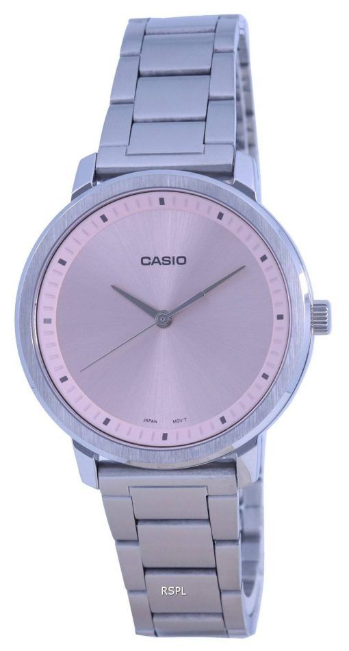Montre Casio analogique cadran rose en acier inoxydable LTP-B115D-4E LTPB115D-4 pour femme