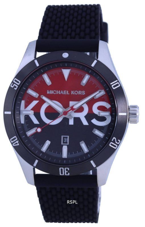 Montre homme Michael Kors Layton cadran noir/rouge bracelet en silicone quartz MK8892