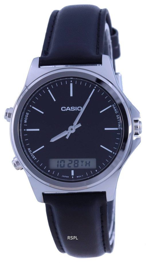 Montre pour homme Casio analogique numÃ©rique cadran noir bracelet en cuir MTP-VC01L-1E MTPVC01L-1