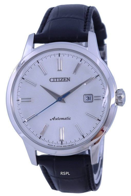 Montre Citizen Classic Argent/Blanc Cadran Cuir Bracelet Automatique NK0000-10A Homme