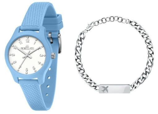 Morellato cadran blanc doux bracelet en silicone quartz R0151163010 avec coffret cadeau montre homme