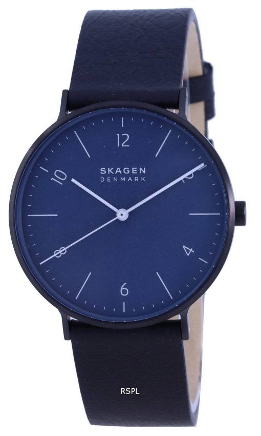 Montre homme Skagen Aaren Naturals cadran bleu bracelet en cuir quartz SKW6727