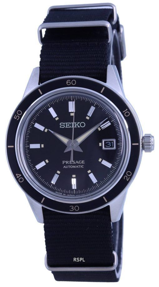 Montre pour homme Seiko Presage Style des annÃ©es 60 avec cadran noir et bracelet en nylon automatique SRPG09 SRPG09J1 SRPG09J