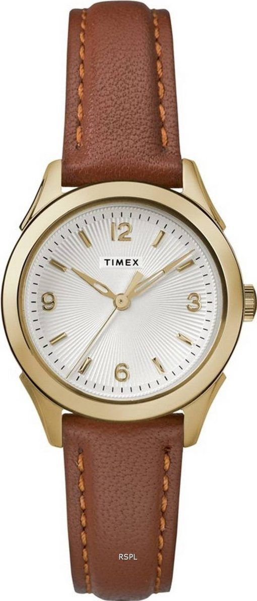 Montre pour femme Timex Torrington avec cadran argentÃ© et bracelet en cuir Ã  quartz TW2R91100