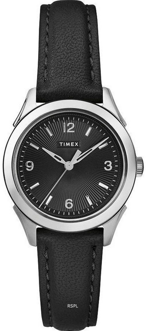 Timex Torrington cadran noir bracelet en cuir Quartz TW2R91300 montre femme