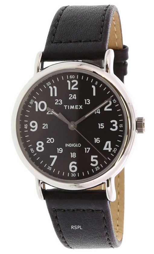 Timex Weekender Montre Homme Cadran Noir Bracelet Cuir Quartz TW2T30700