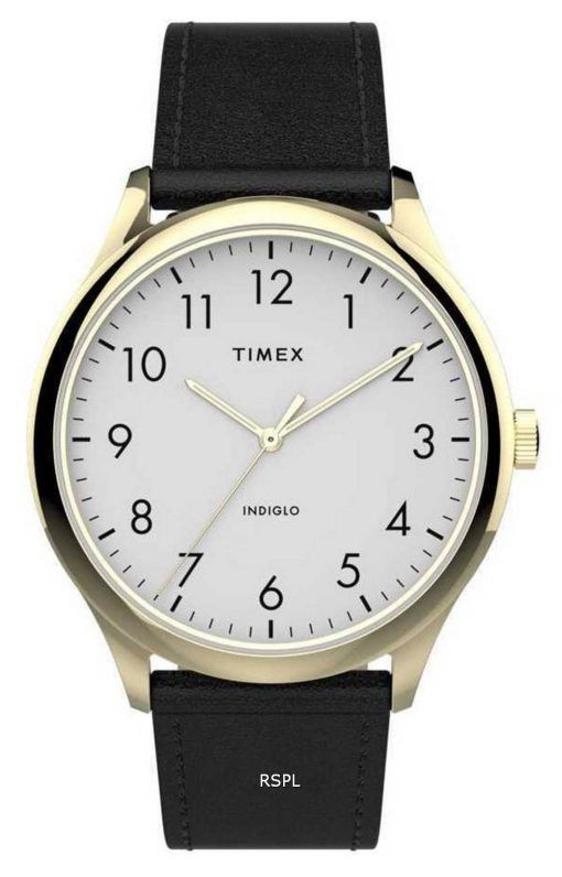 Montre Homme Timex Easy Reader Cadran Blanc Quartz Bracelet en Cuir TW2T71700