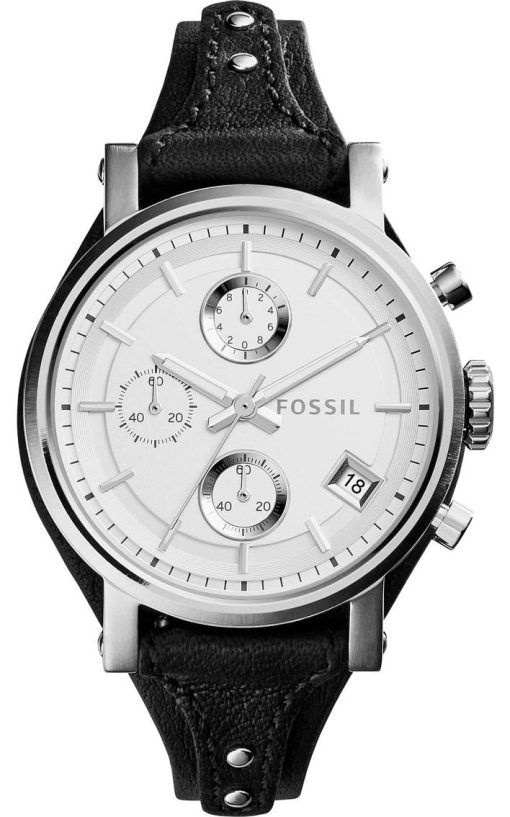Fossiles originaux copain Quartz chronographe cuir sangle ES3817 femmes montre