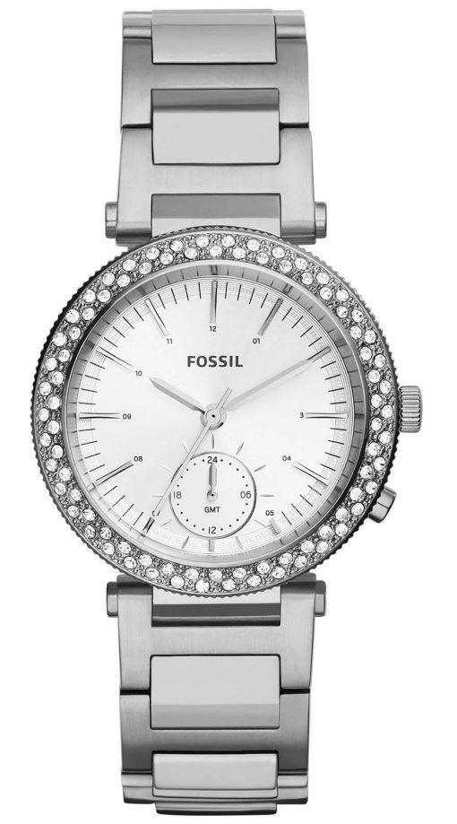 Fossil Urban voyageurs Multifonctions Cristaux cadran argenté embelli la montre de ES3849 femmes
