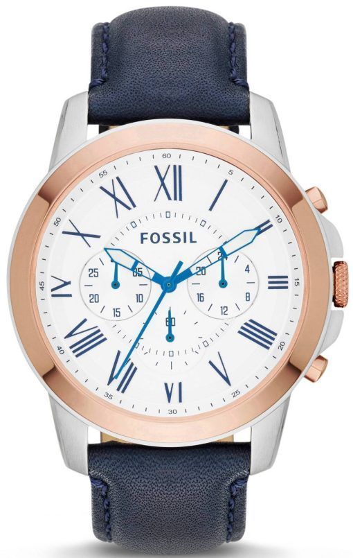 Accorder des fossiles montre chronographe en cuir bleu marine FS4930 masculin