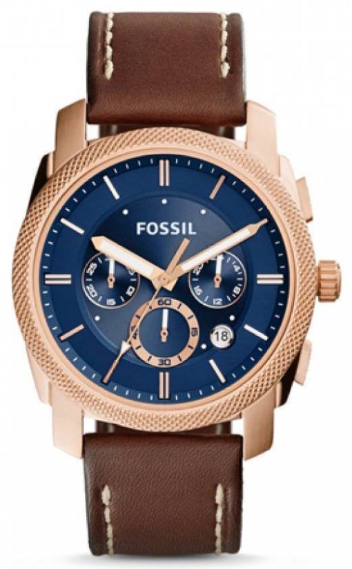 Machine fossiles Chronographe Quartz cuir marron bracelet FS5073 montre homme