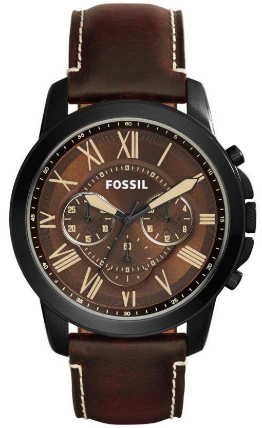 Accorder des fossiles montre chronographe cadran brun cuir marron FS5088 masculin