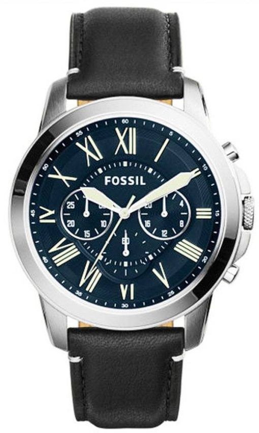 Accorder des fossiles montre chronographe cadran bleu cuir noir FS5089 masculin