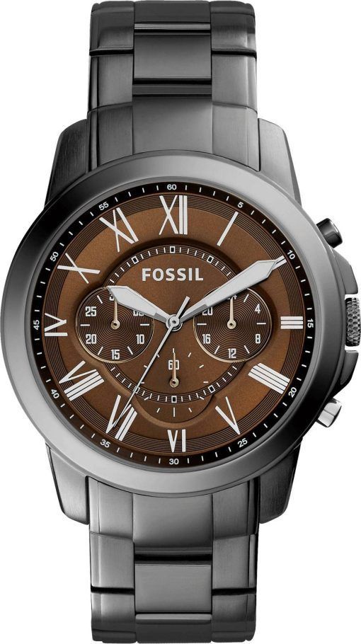 Accorder des fossiles montre chronographe cadran brun inox FS5090 masculin