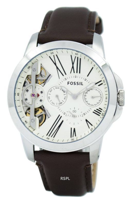 Fossil Twist Grant multifonction Quartz cuir marron bracelet ME1144 montre homme