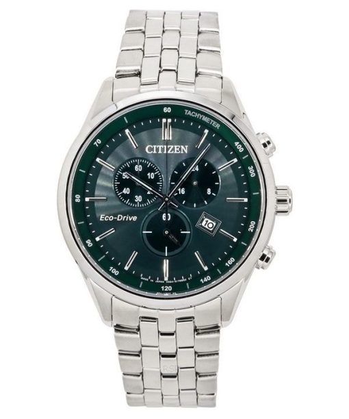 Montre pour homme Citizen Classic Corso Eco-Drive chronographe en acier inoxydable avec cadran vert AT2149-85X 100M
