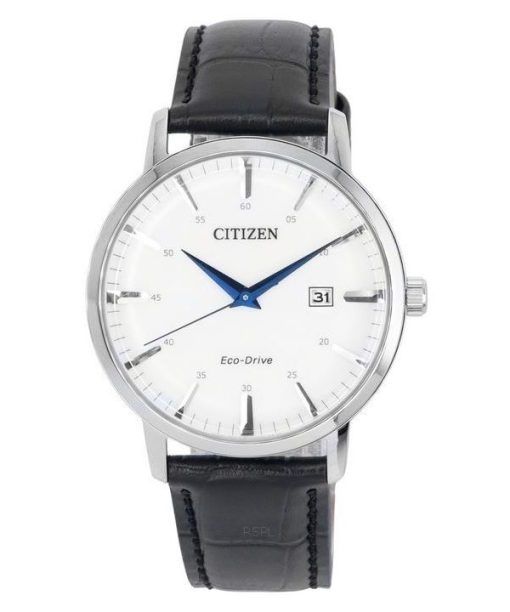 Montre pour homme Citizen Eco-Drive avec bracelet en cuir noir et cadran blanc BM7461-18A