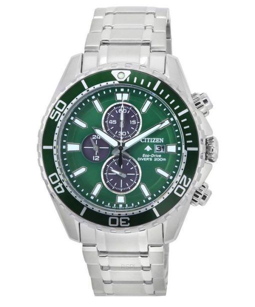 Montre pour homme Citizen Promaster chronographe cadran vert Eco-Drive Diver CA0820-50X 200M