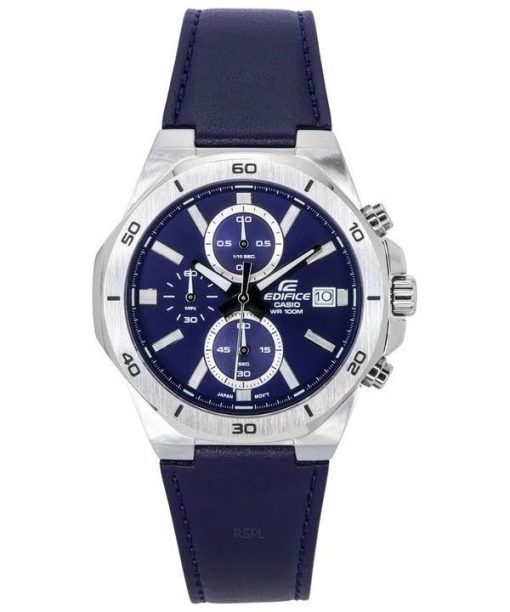 Montre Homme Casio Edifice Standard Chronographe Bracelet Cuir Cadran Bleu Quartz EFV-640L-2A 100M