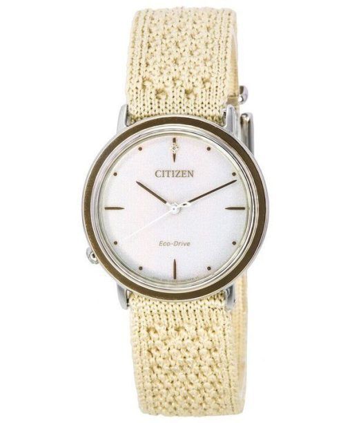 Citizen L Ambiluna Diamond Accent cadran beige Eco-Drive EM1006-40A montre pour femme avec bracelet en maille supplémentaire