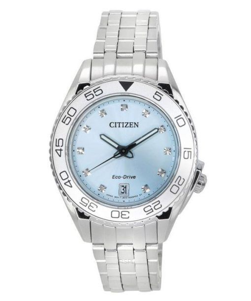 Citizen Carson Eco-Drive Carson Diamond Accents Acier Inoxydable Cadran Bleu Clair FE6161-54L 100M Montre Femme