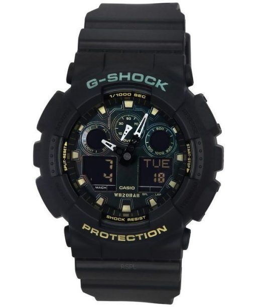 Montre pour homme Casio G-Shock analogique numérique bracelet en résine cadran multicolore Quartz GA-100RC-1A 200M