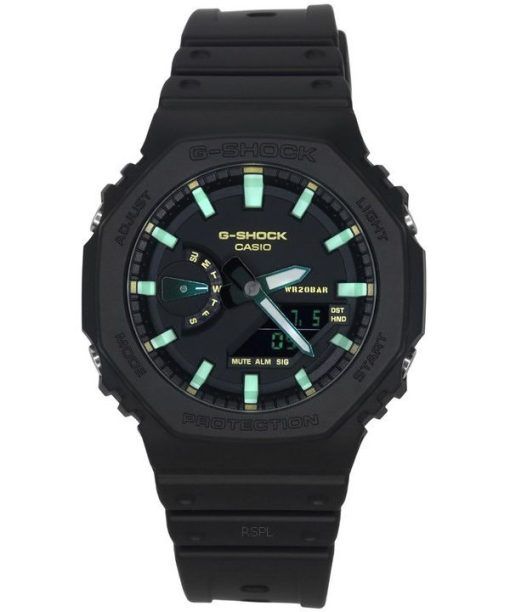Montre pour homme Casio G-Shock analogique numérique bracelet en résine cadran noir Quartz GA-2100RC-1A 200M
