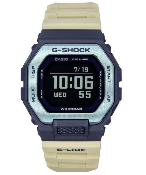 Casio G-Shock Move G-Lide Mobile Link Bracelet en résine beige numérique Quartz GBX-100TT-2 200M Montre pour homme