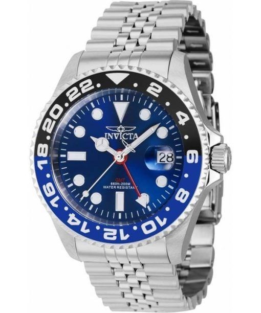 Invicta Pro Diver GMT Acier Inoxydable Cadran Bleu Quartz Diver&#39,s 40955 200M Montre Homme