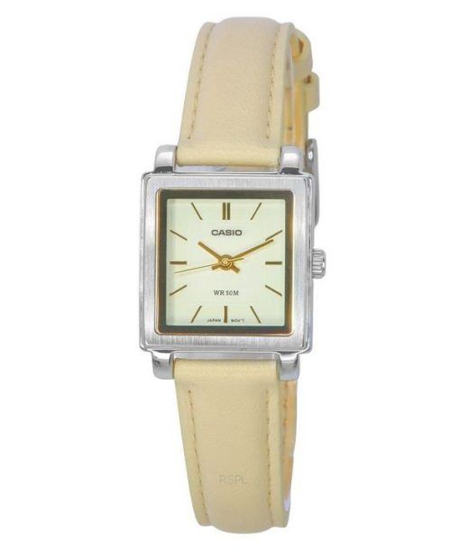 Montre pour femme Casio Standard bracelet en cuir analogique cadran beige Quartz LTP-E176L-5A