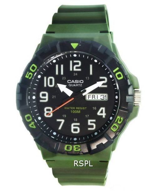 Montre pour homme Casio Analog Army Green Resin Band Quartz MRW-210H-3A MRW210H-3 100M